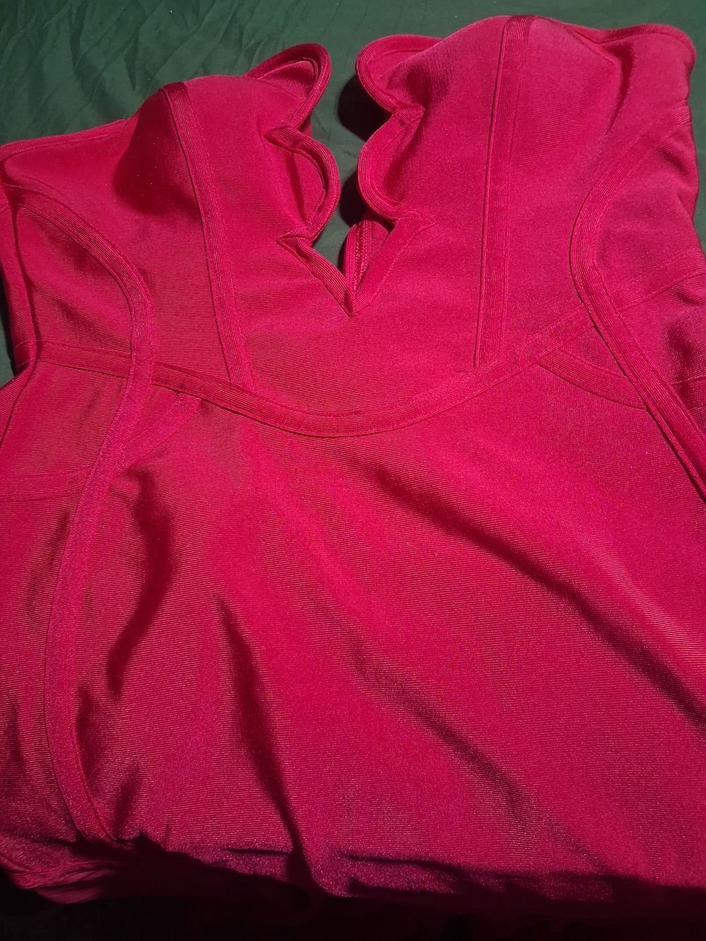 Women’s Hot Pink Scalloped-Edge Bustier Dress Sheer On Bottom Size Xl